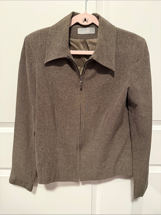 Wallis Jackets & Blazers - Wallis Women's Taupe Zip-Front Blazer Jacket